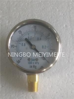 China Lower Glycerine Vacuum Pressure Gauge 304 Stainless Steel Polished Case for sale