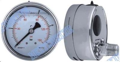 China Shrink bayonet bezel , polish case welding 100mm pressure gauge with glycerine filled for sale