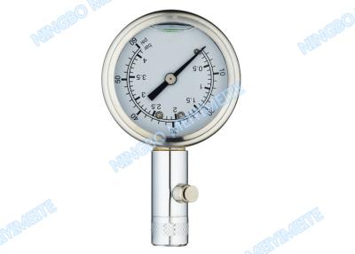 China Steel chrome professional tyre pressure gauge 50mm bottom with button stem for sale