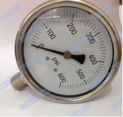 China 100mm Bottom with stainless steel connector oil filled pressure gauge  for sale