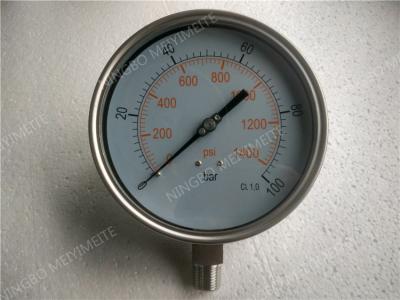 China 6 Inch All Stainless Steel Liquid Filled Pressure Gauge with Shrink Bezel for sale