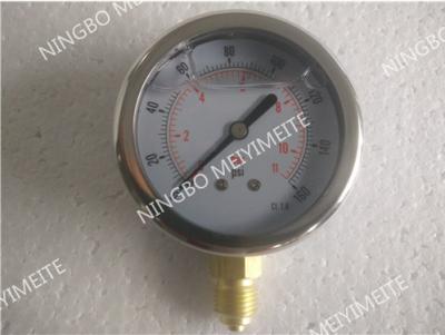 China 63mm untere Enty Flüssigkeit füllte Manometer mit Ring-Einfassung des Rollen304ss zu verkaufen