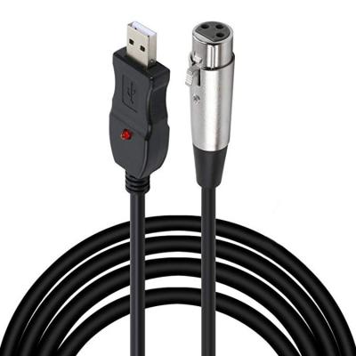 China Camera Microphone Mic Link Cable Adapter USB Male 10FT 3m USB To XLR 3 Pin Female Mic Link Converter For PC for sale