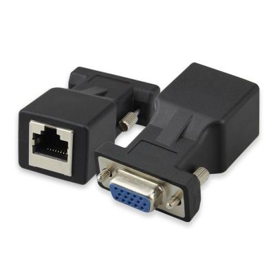 China Data Transfer Factory Price VGA Female To LAN RJ45 Male CAT5 CAT6 Network Cable Adapter for sale