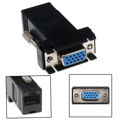 China Data Transfer RJ45 To VGA Extension Supplement Cord Male To Female Lan Cat 5 Cat5e RJ45 Ethernet Adapter For Desktop PC Computer for sale