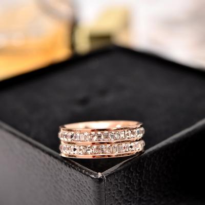 China Fashion Casual/Sporty Diamond Titanium Steel Rose Gold Ring For Women Casual And Jewelry Soft Non-fading Rings for sale