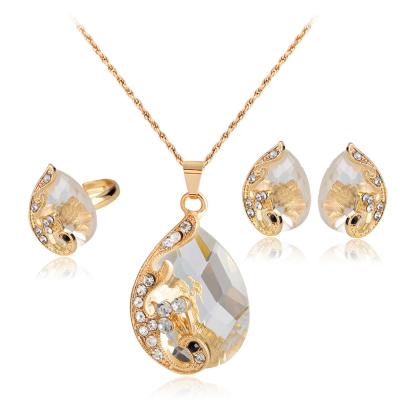 China TRENDY Fashion Selling Jewelry Set Peacock Exquisite Necklace Earring Pendant Jewelry Wholesale for sale