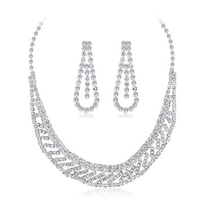 China TRENDY Bridal Necklace Earrings Temperament Personality Jewelry All-match Fashion Two-piece Set for sale