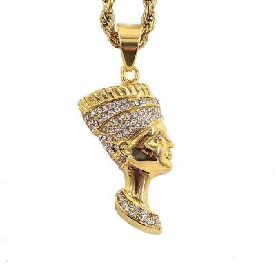 China Cleopatra Necklace Pendant Antique Gold Plated Stainless Steel Vintage Fashion Trend Jewelry Kolye for sale