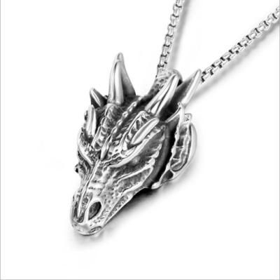 China Dragon Punk Pendant Necklace Stainless Steel Men's Style Hip Hop Necklace Punk Jewelry for sale