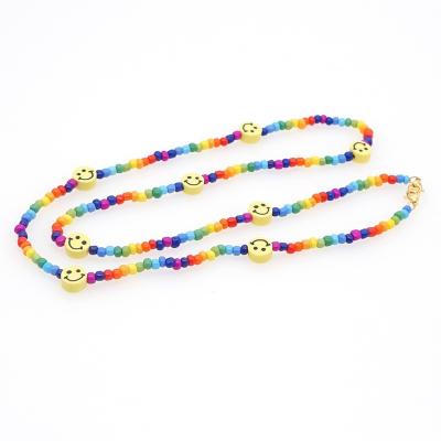 China FASHIONABLE Anti-lost Face Lanyard Glass Necklace Chain 61cm Rainbow Seed Bead Chain Masking Chain for sale