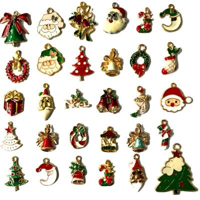 China 2021 Fashionable Colorful Enamel Christmas Tree Santa Claus Snowman Chime Designer Charms For DIY Bracelets Bangles Making for sale