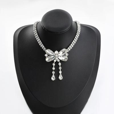 China Outlet CZ Choker Necklace Jewelry Women Iced Out White Crystal Casual/Sporty Butterfly Necklace for sale