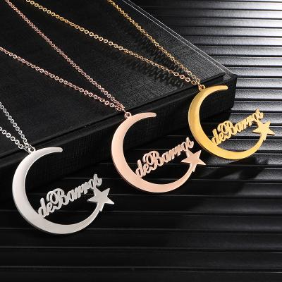 China Stainless Steel Casual/Sporty Gold Plated Necklace Women Moon Star Necklace Personalized Customized Name Necklaces Jewelry for sale