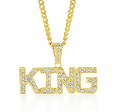 China Trendy Fashion Rap Jewelry Hips Hops Personality Full Diamond Pendant Necklace for sale