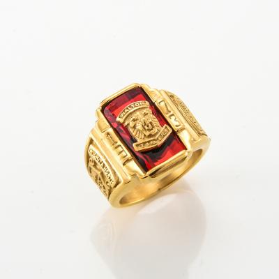 China CLASSIC Walton Tigers High School 1973 Gold Color Stainless Steel Rings For Men Rock Crystal Rings Tiger Sign Punk Jewelry for sale