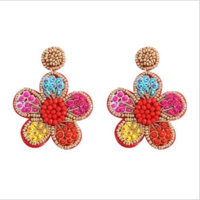 China TRENDY boho style beaded flower statement earrings for women wedding party gift for sale