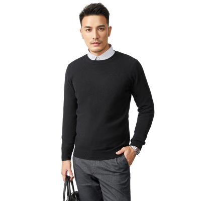 China Anti-pilling Custom Design Wholesale Autumn Winter Blue Crew Neck Handmade Knit Wool Cashmere Sweaters Men for sale