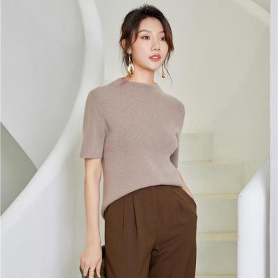 China Fashion half sleeve design turtle neck 100% cashmere sweater anti-pilling turtle neck sweater for women for sale