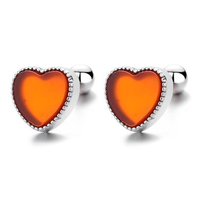 China TRENDY Fashion earrings trend 2023 red heart agate womens threaded  925 silver  ear piercing jewelry for sale