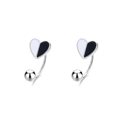 China Office/career Hot Sale 925 Sterling Silver Statement Colorful Love Heart  Luxury Sparkling Ear Piercing Jewelry for sale