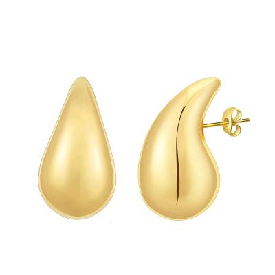 China TRENDY New Stainless Steel Earring 18k Gold Plated Hollow Waterdrop Jewelry for sale