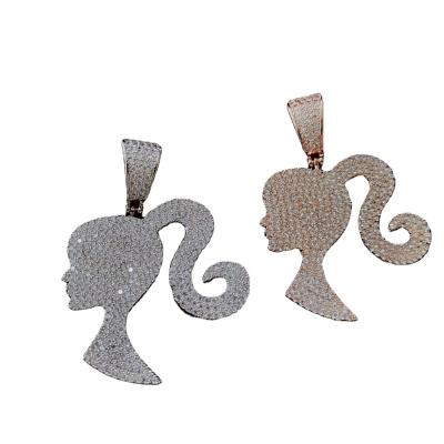 China TRENDY 2023 Summer New Fashion Girl Shape Zircon Pendant For Women Chain Necklace Jewelry for sale