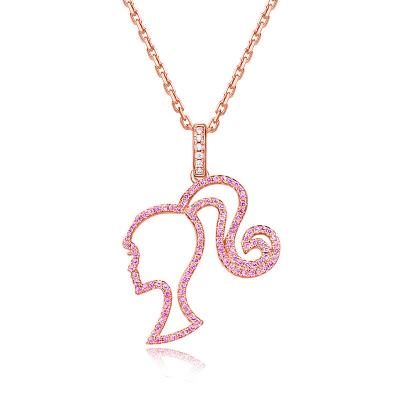 China Hiphop Hot Sell Pendant Necklace 925 Sterling Silver Cartoon Pink Girls Pendant for Girl for sale