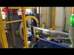 Horizontal steel tube wrapping line