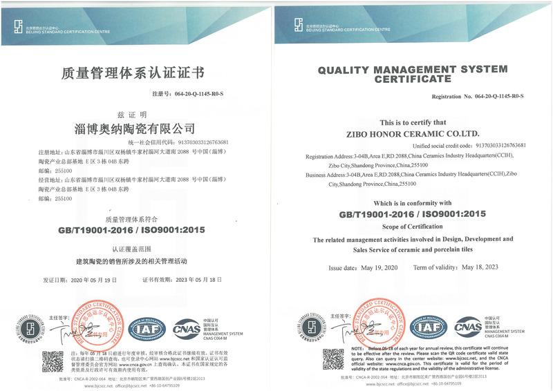 ISO9001 - Zibo Honor Ceramic Co., Ltd.