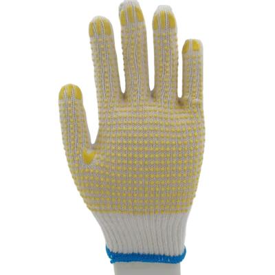 China Shift ; construction ; machinery; factory SHUOYA 10 Gauge Bleached and PVC Dotted White Cotton Knitted Gloves PVC Dot Hand Working Gloves for sale