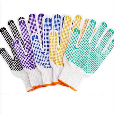 China Shift ; construction ; machinery; factory SHUOYA custom branded cotton yarn work gloves pvc spotted gloves non-slip protective gloves for sale