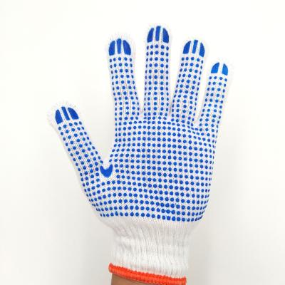 China Shift ; construction ; machinery; SHUOYA Factory White Cotton Gloves With Rubber Dots On The Palm Work Gloves PVC Dotted Gloves for sale