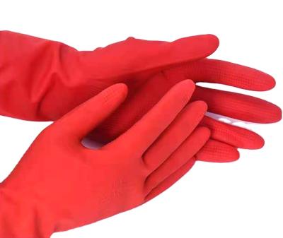 China SHUOYA Cheapest Red Yellow Rubber Latex Gloves Long Sleeve Household Cleaning Gloves Kitchen Cleaning Glove for sale