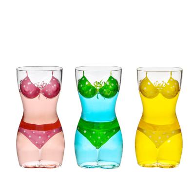 China American style Crystal Popular Shot Glass Body shaped design with colored shot glass for party or wine drinking bar sets for sale