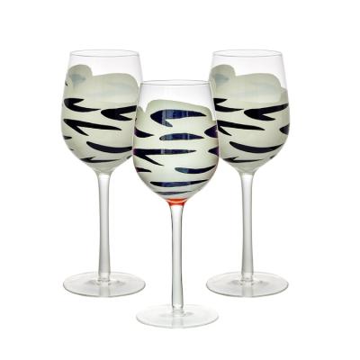 China Can Be Customized Elegant Hand Painted Glassware Red Wine Drinking Glass Set For Party Or Wedding for sale