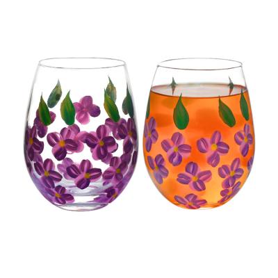 China Wholesale Hand-Painting Hand-Painting Products Crystal Hand-Painting Drinking Water Glass Stemless Cup Whiskey Glass Hot Drinks Mugs for sale