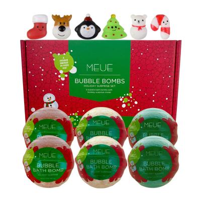 China Private label Christmas Bath Bombs for Kid with Christmas Trees Candy Canes Snowmen Toy Bathbomb Bath Bomb Gift Set for sale