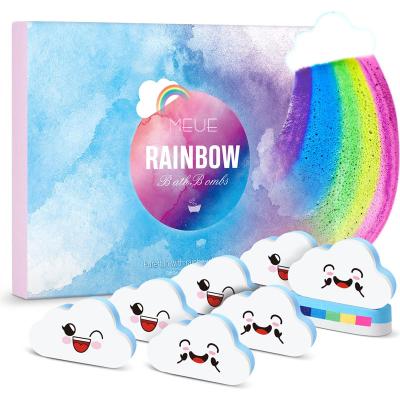 China Rainbow Bath Bomb Gift Set Wholesale OEM Organic Color Bubble Fizzer Rainbow Cloud Bath Bombs For Kids Home Spa for sale