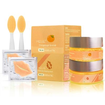 China High Quality All Natural Orange watermelon Sugar Scrub Cherry Hydrating Lip Sleeping Mask 4 in 1 Lip Care kit for sale