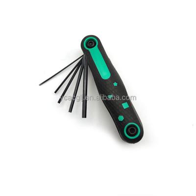 China Professional Chrome Molybdenum Steel CRV Allen Wrench Set Folding Star Hex Wrench for sale