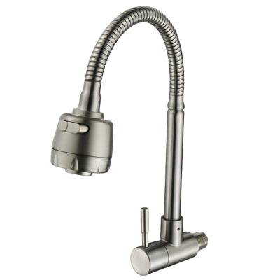 China Other Highly Demand Stainless Steel Cold Vertical Brushed Kitchen Basin Faucets Rotating Universal Faucets for sale