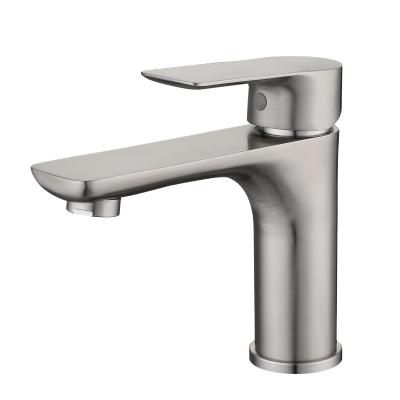 China Other factory price hot and cold single hole brushed 304 stainless steel basin faucets faucets for sale