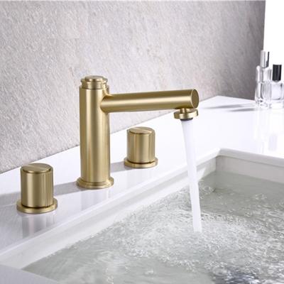 China Other 3 Hole Rotary Switch Nickel Gold Basin Faucets Luxury Copper Antique Faucets for sale