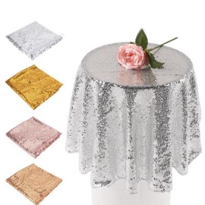 China CLASSIC high quality round table cover, fancy rectangular sequin tablecloth for wedding for sale