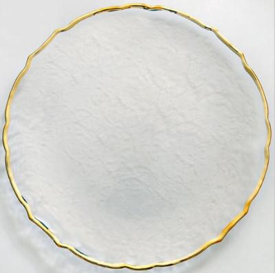 China Stocked Decorative Glass Wedding 13inch Charger Dish for sale