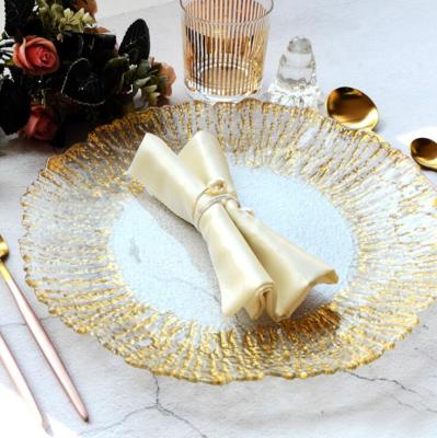 China Stocked Decorative Glass Wedding 13inch Charger Dish for sale