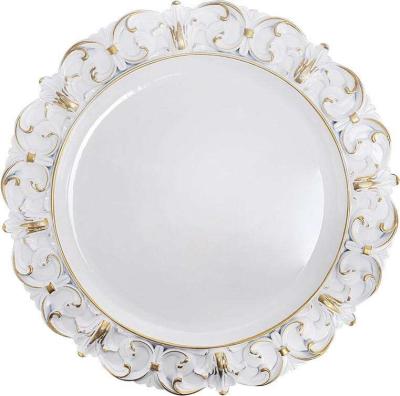 China Stocked wedding table decorative13inch plastic white charger plate for sale