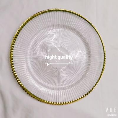 China Stocked Gold 13inch Clear Plastic PP Charger Decorative Plate Wedding for sale