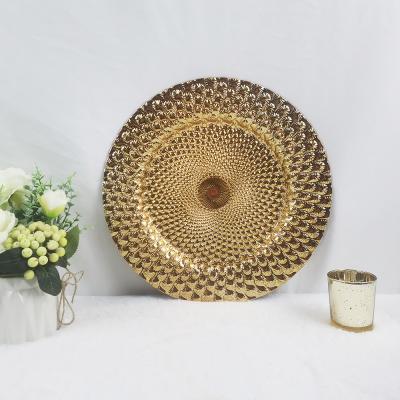 China 13inch gold stocked under dish for wedding decoration for sale